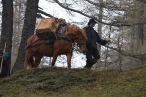 Trekking mit Saeumern und Wanderleiter